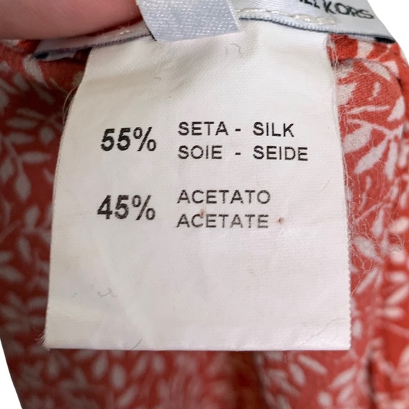 KORS Michael Kors 90s Vintage Silk Blend Orange White Botanical Print Skirt 10 - Picture 6 of 7